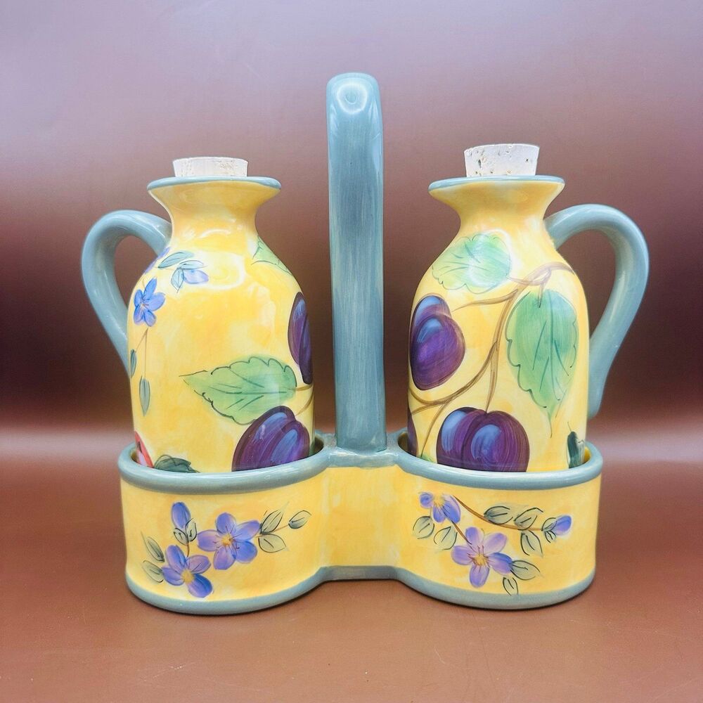 Claire Murray Gibson Elite La Bella Vita Oil & Vinegar Cruet Set with Caddy